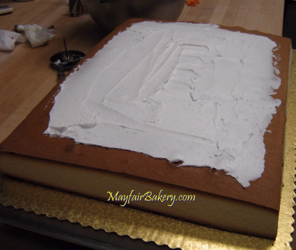Mayfair Bakery circus tent cake being assembled